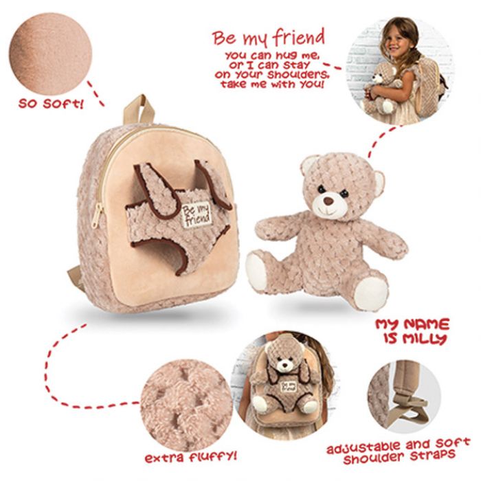 RUKSAK MINI S ODVOJIVIM PLIŠANCEM MILLY BEAR PERLETTI 13038