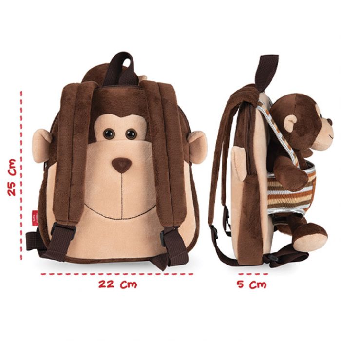 RUKSAK MINI OBOSTRANI S ODVOJIVIM PLIŠANCEM MAX MONKEY PERLETTI 13031