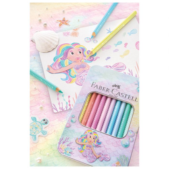 BOJE DRVENE 10 BOJA METALNA KUTIJA SPARKLE JUMBO FABER CASTELL 210910