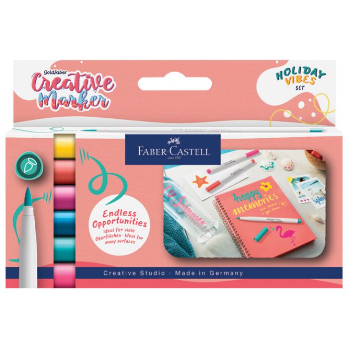 MARKER PERMANENTNI DEKORATIVNI BRUSH PK6 FABER CASTELL 161013 SORT BLISTER