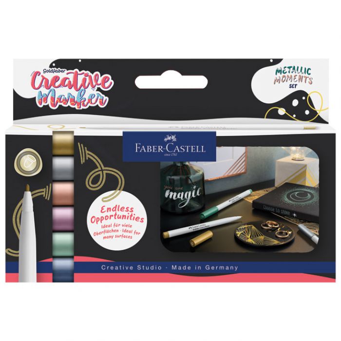 MARKER PERMANENTNI DEKORATIVNI 1,5MM METALIC PK6 FABER CASTELL 161107 SORT BLISTER