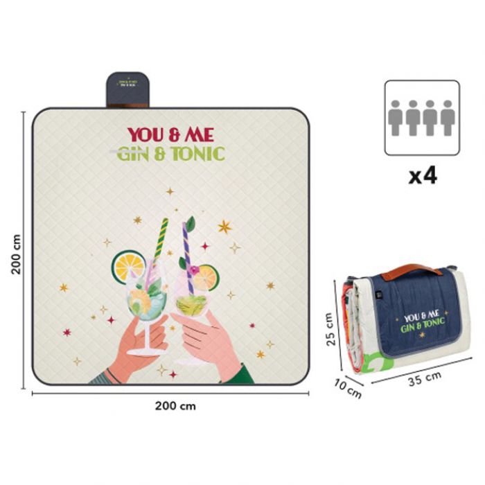 PODLOGA ZA PIKNIK I PLAŽU 200X200CM GIN&TONIC PERLETTI 13159