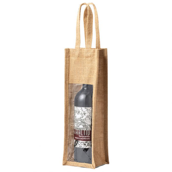 VREĆICE ZA VINO JUTA 10.5X35.5X10CM MAKITO 3480 S PROZORČIĆEM