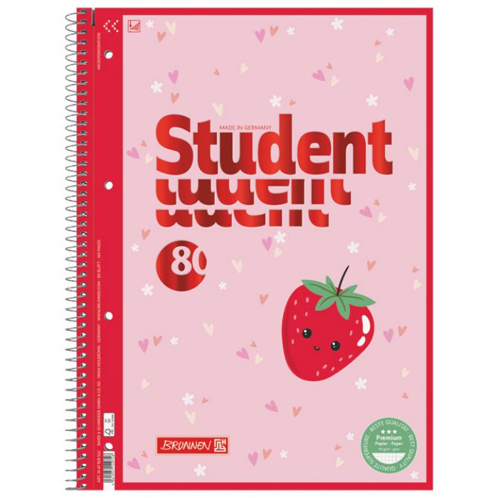 BLOK KOLEGIJ A4 KARO  80L PERFORACIJA PLUS 4RUPE FRUITY LOVE BRUNNEN 10-67928 522