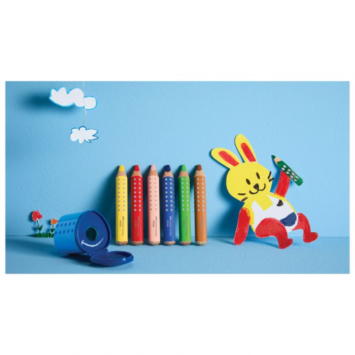 BOJE DRVENE 6BOJA JUMBO XXL GRIPPY 3U1 PLUS ŠILJILO FABER CASTELL 110635 BLISTER