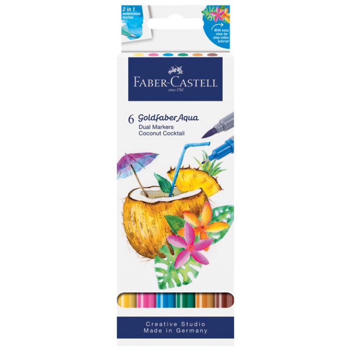 MARKER OBOSTRANI AKVAREL  6 BOJA COCONUT GOLDFABER FABER CASTELL 164509 SORTIRANO BLISTER