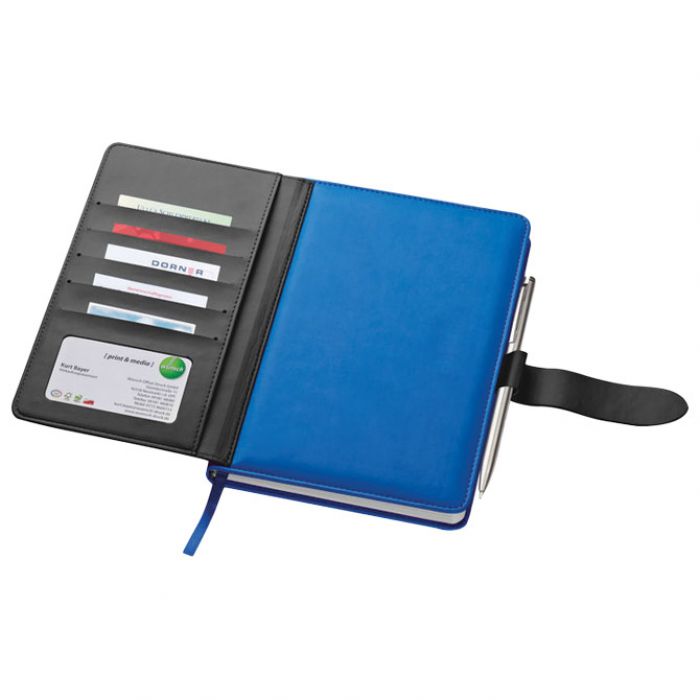 NOTES A5 CRTE 256L OD UMJETNE KOŽE SA PROSTOROM ZA KREDITNE KARTICE MACMA 2008804 PLAVO-CRNI