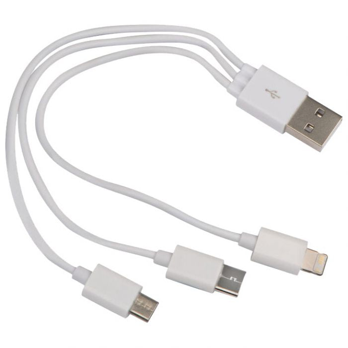 KABEL 3-U-1 ZA PUNJENJE USB,MICRO USB NA USB-C I IOS 30CM MACMA 2078403 BIJELI U KUTIJI