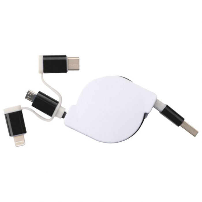 KABEL ZA PUNJENJE UVLAČNI USB SA 3 KONEKTORA MACMA 2165203 CRNI