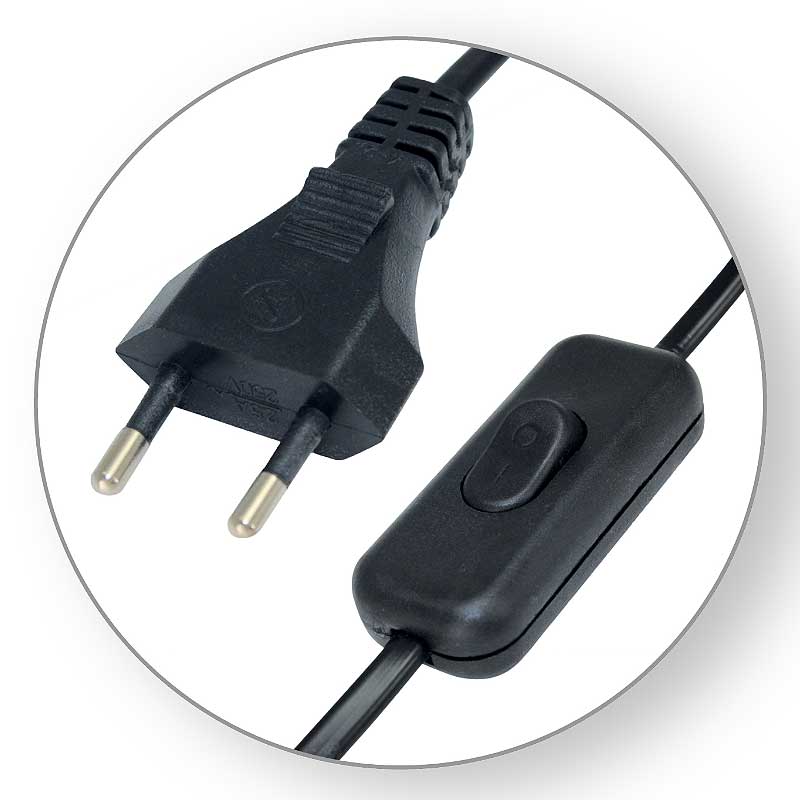 Kabel 2*075 s međusklopkom 2m crni Commel