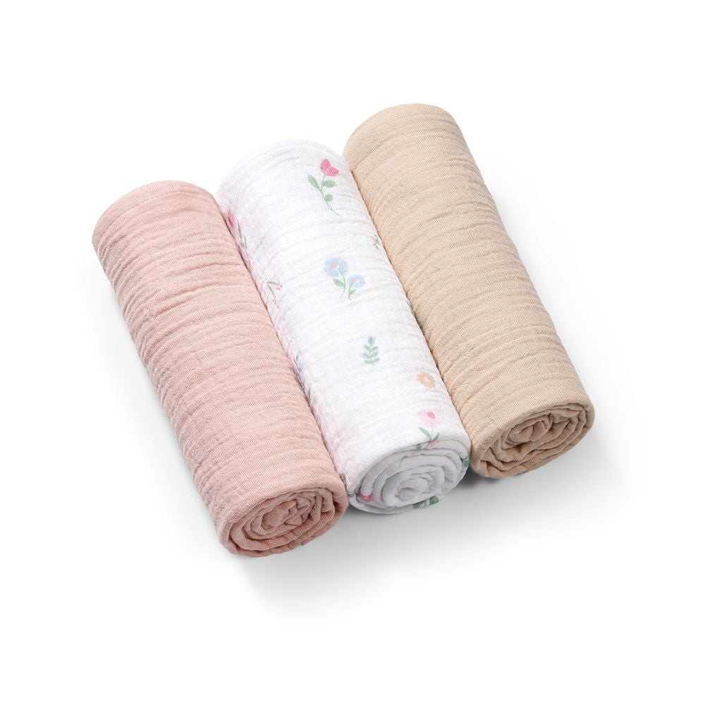 BabyOno Tetra pelene Muslin Cvijeće, boja breskve