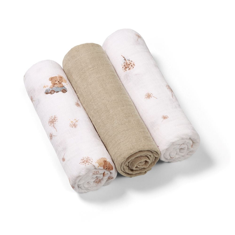 BabyOno Tetra pelene Muslin Medo u autu, bež