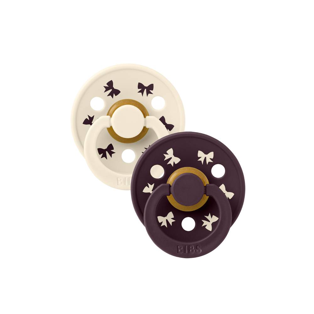 BIBS Colour dude (okrugle) - Holiday Bow (vel.2) Ivory Plum