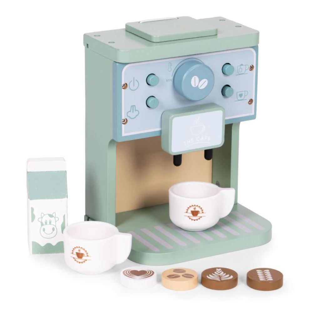 Ecotoys Drveni aparat za kavu Barista, 8 dijelova