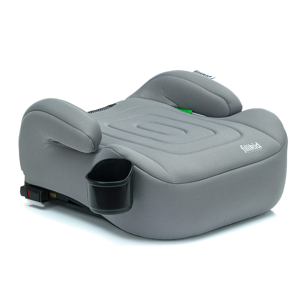 Fillikid Booster/sjedalo za auto Flip deluxe (125-150 cm) s podesivim Isofix priključkom i držačem za čašu, siva