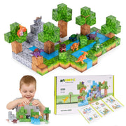 Magnetni set građevinske kocke Dinosauri - 142 dijelova