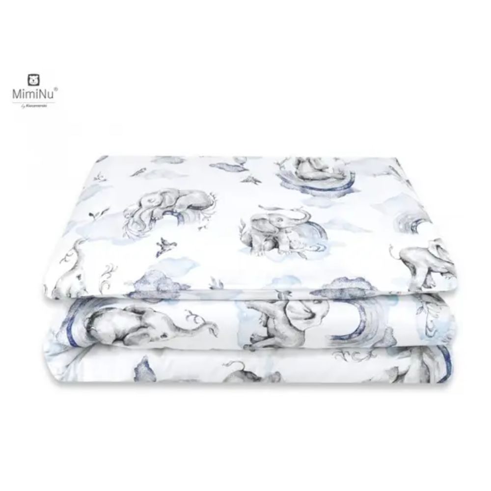 MimiNu Standard navlaka za posteljinu 2 dijela 120x90 cm, Slonići plava
