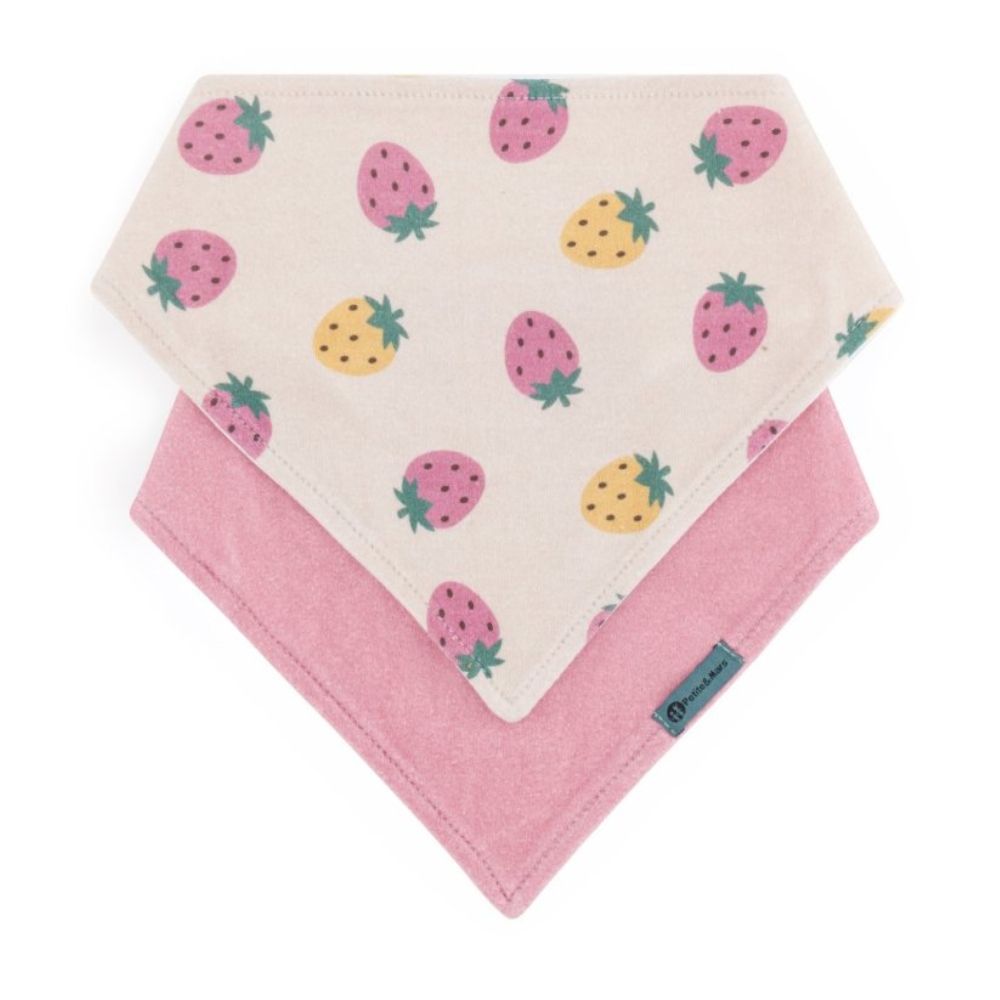 Petite&Mars Luke marama podbradak 3m+ 2 kom, Beige Strawberries/Dusty Rose