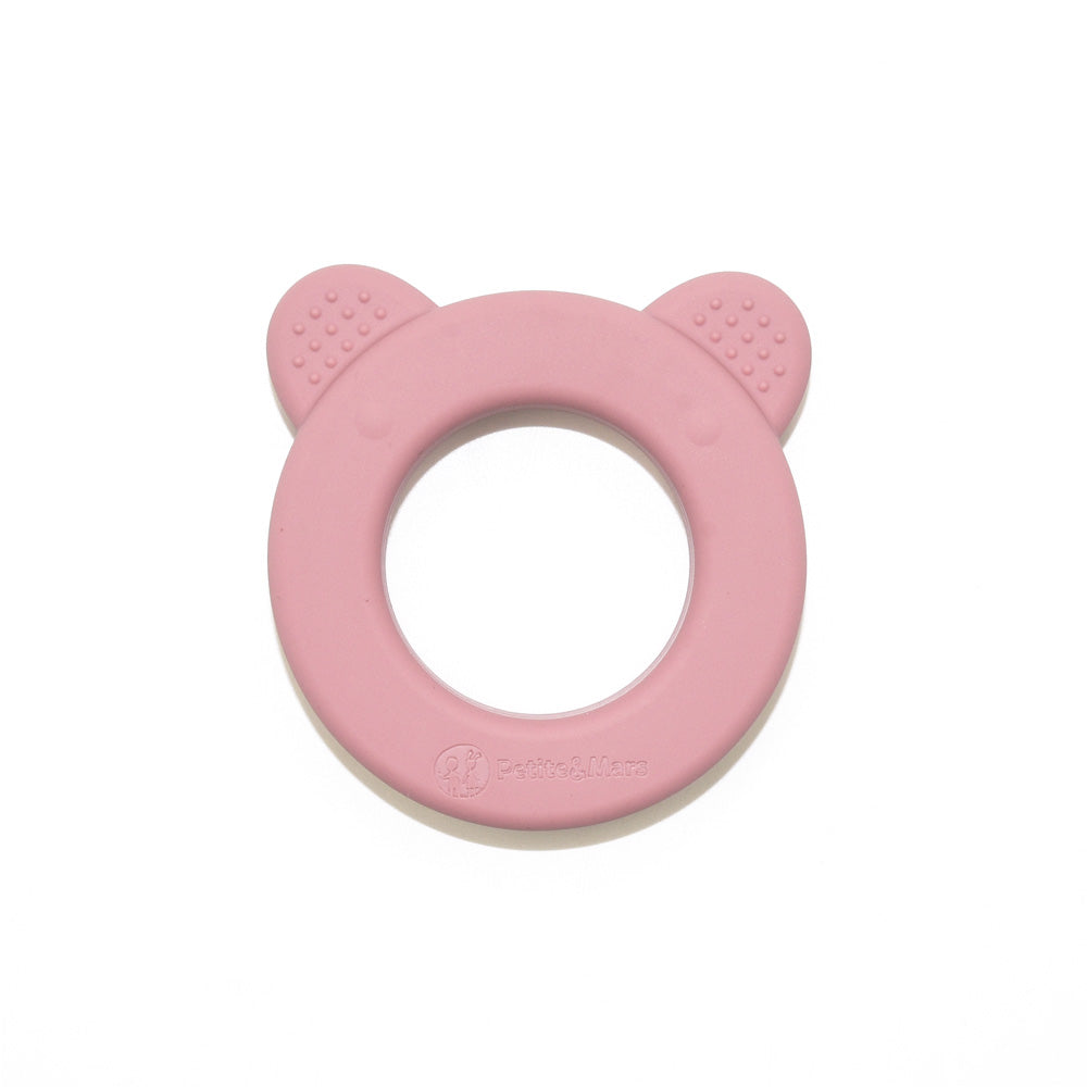PETITE&MARS Silikonska grickalica za zube sa zvečkom Beary 0+, Dusty Rose