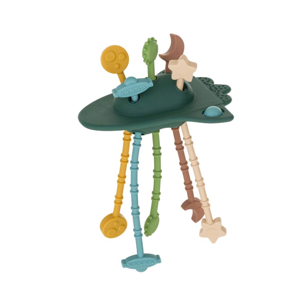 PETITE&MARS Silikonska senzorna igračka Crazy Rocket 10 m+, Misty Green