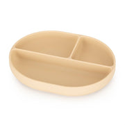 PETITE&MARS Silikonski ovalni tanjur s odjeljcima i vakuumom 6 m+ Take&Match, Desert Sand