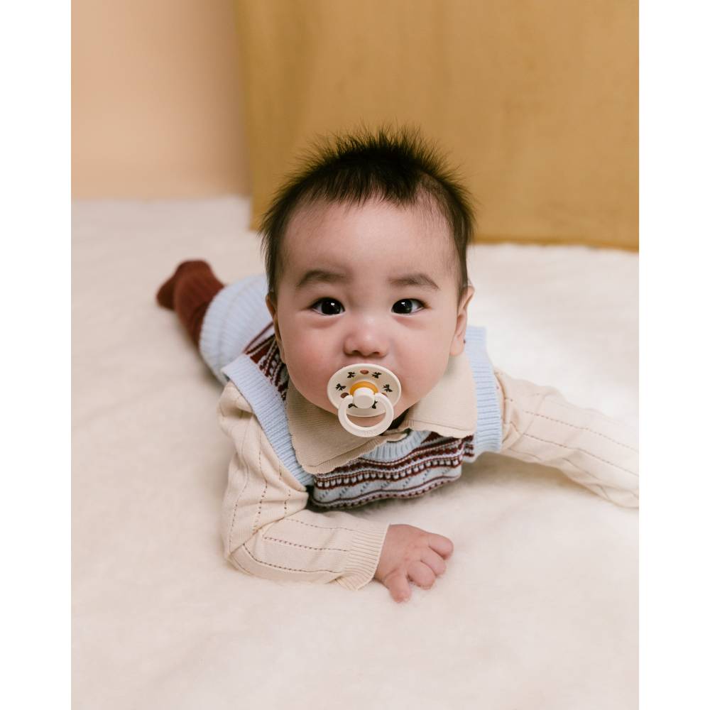 BIBS Colour dude (okrugle) - Holiday Bow (vel.1) Ivory Plum