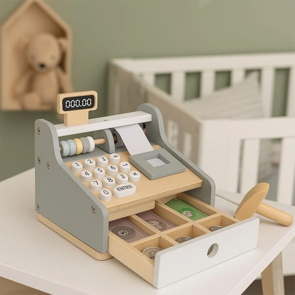 Ecotoys Drvena blagajna 3 god+, bijela