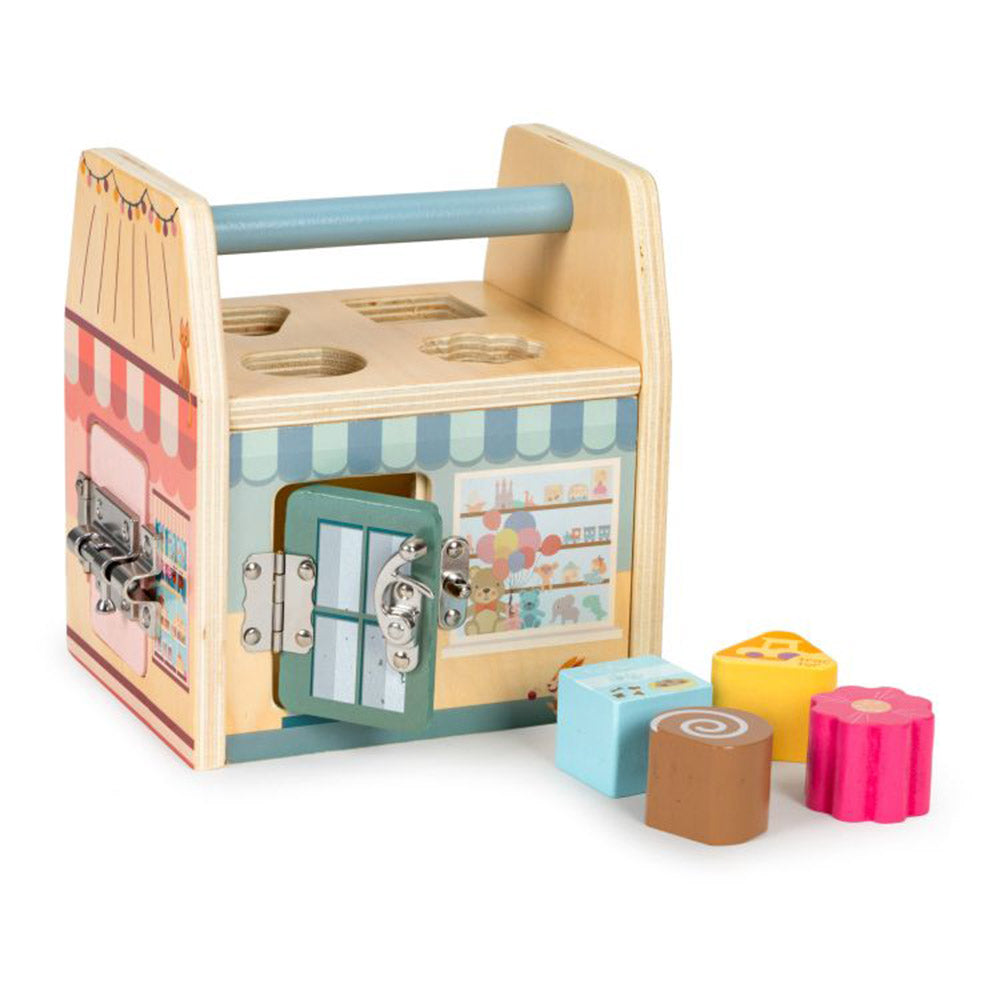 Ecotoys Drvena edukativna kocka Store s bravicama
