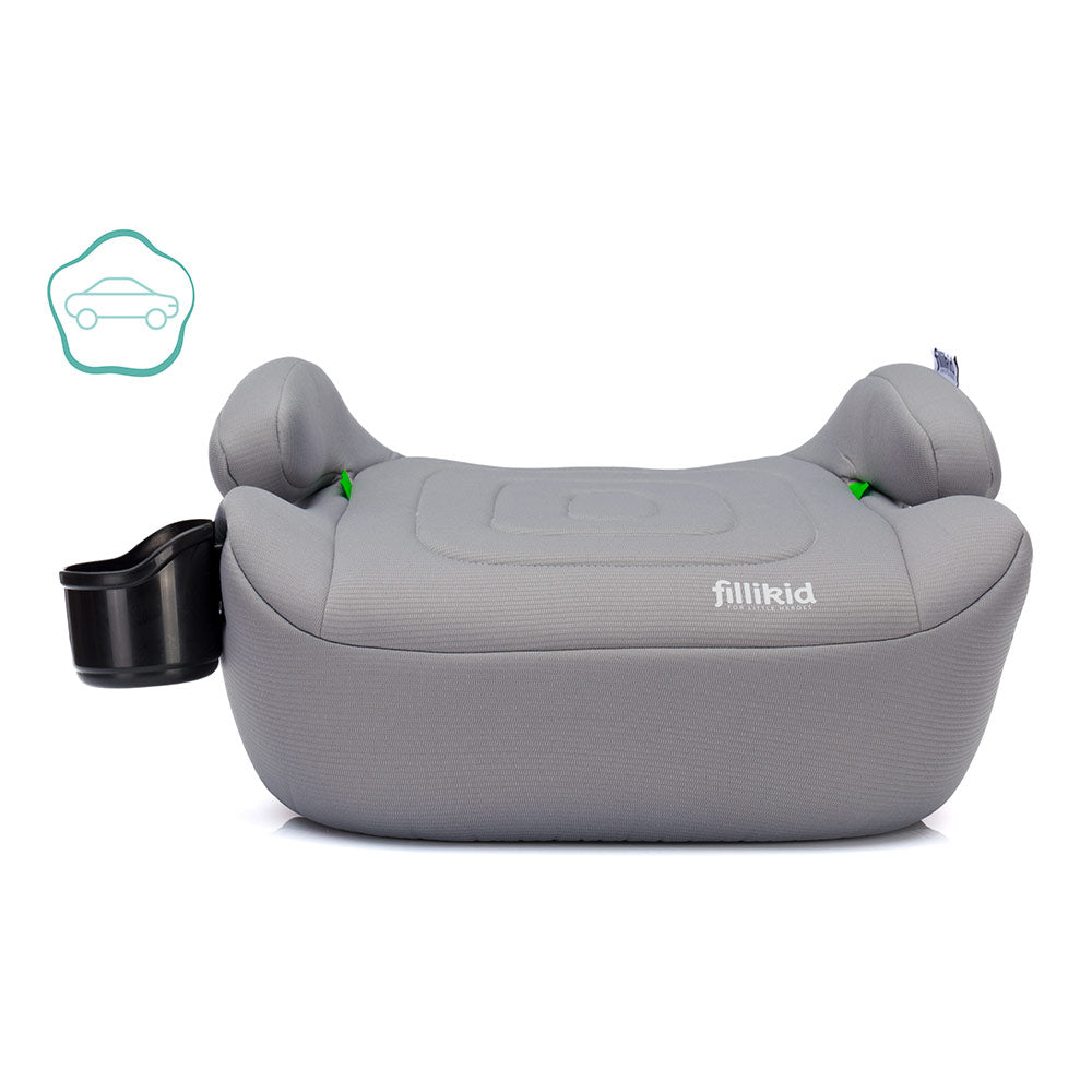 Fillikid Booster/sjedalo za auto Flip deluxe (125-150 cm) s podesivim Isofix priključkom i držačem za čašu, siva