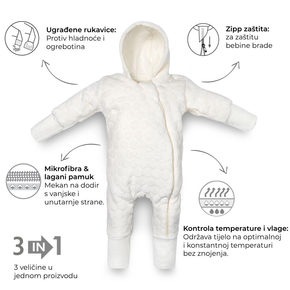 Kenguru Gold Odijelce za bebe TOG2, Ecru, 0-3 m