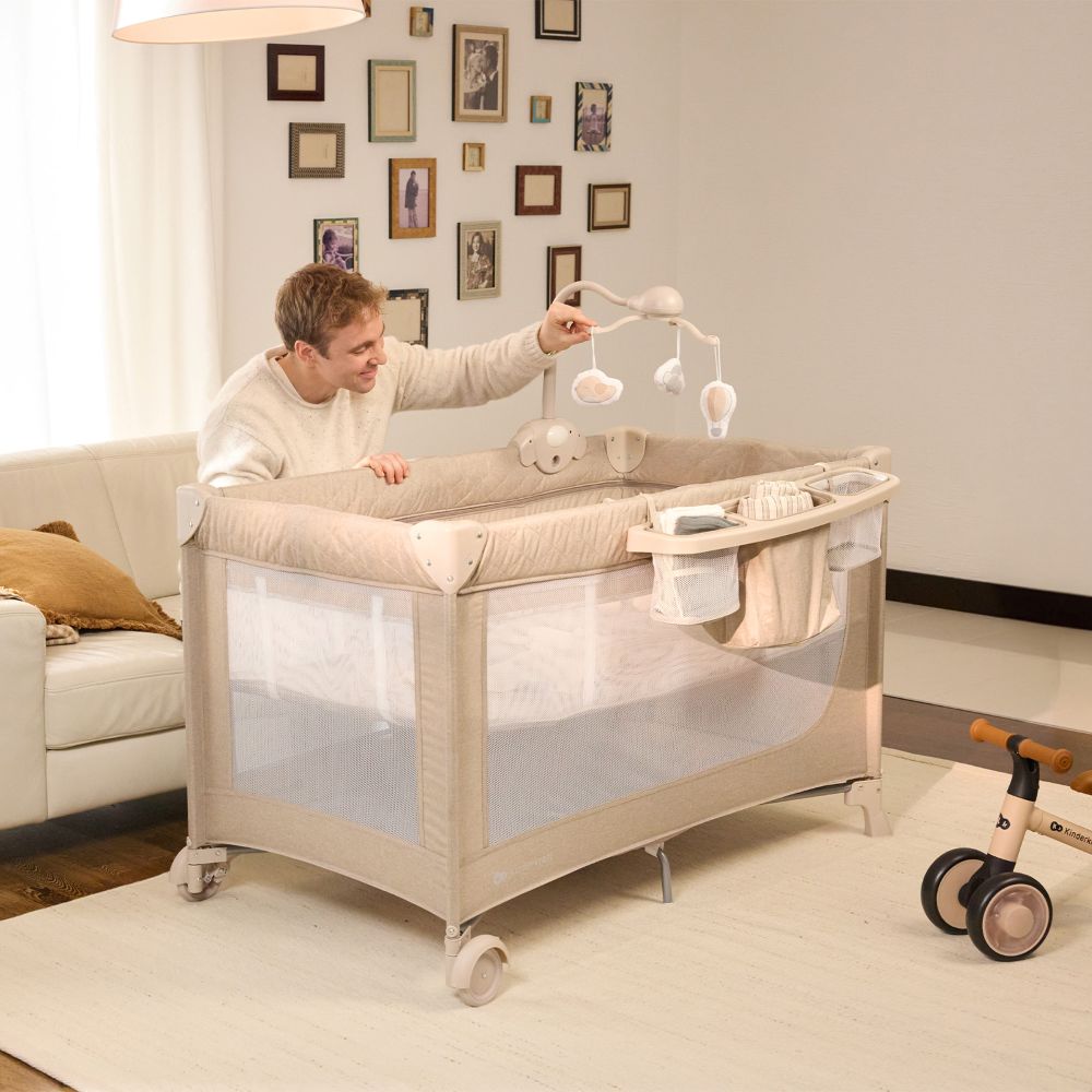 Kinderkraft Putni krevetić LEODY UP, Beige s dodacima