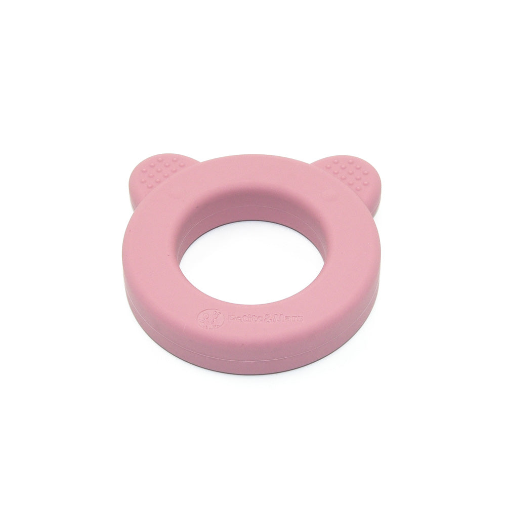 PETITE&MARS Silikonska grickalica za zube sa zvečkom Beary 0+, Dusty Rose