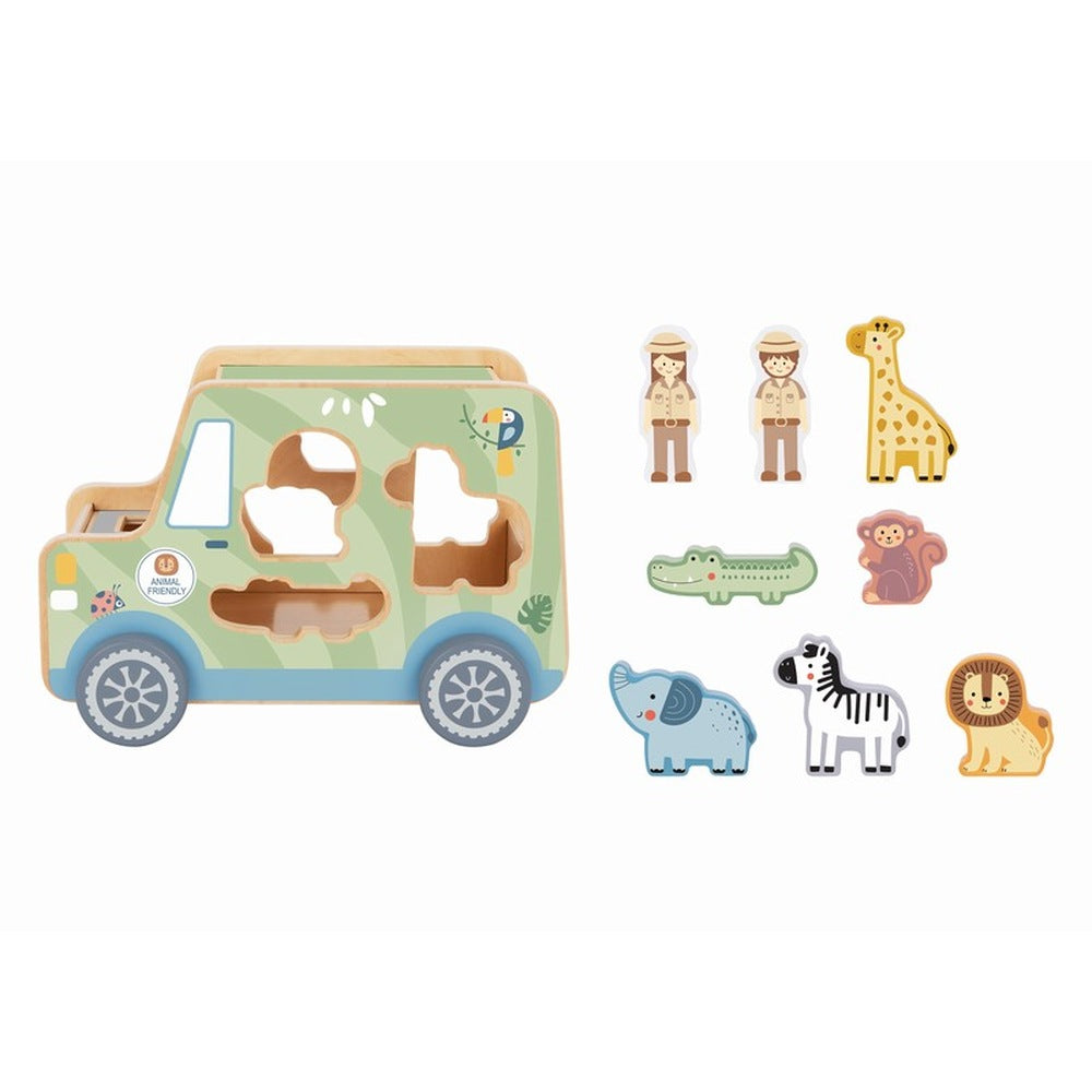 Tooky Toy Animal Jeep drveni safari džip TK960, zelena