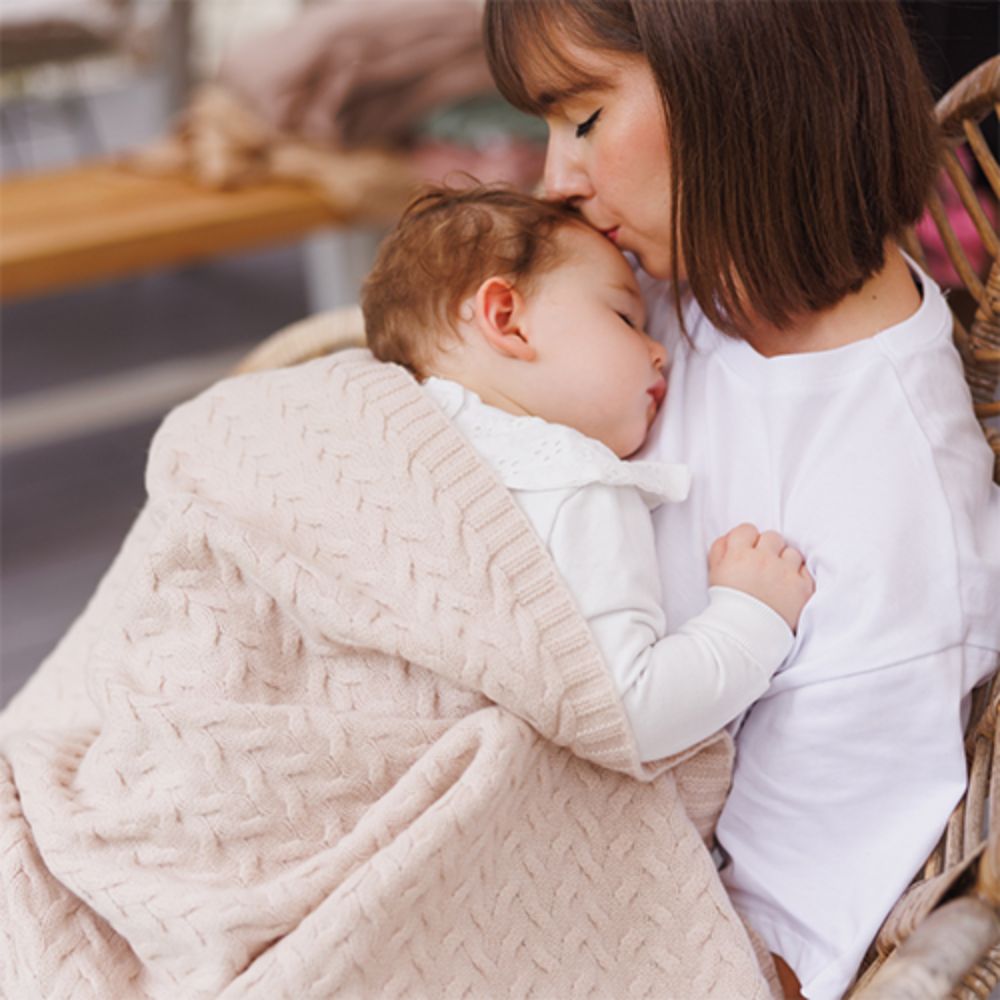 BabyOno Pletena dekica od merino vune 75x100 cm, svijetlo bež