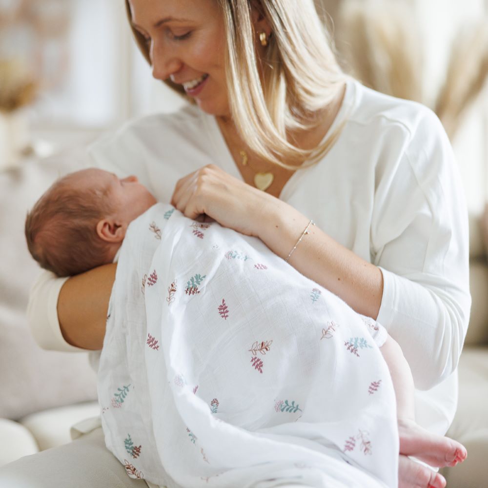 BabyOno Tetra pelene Muslin Cvijeće, roza