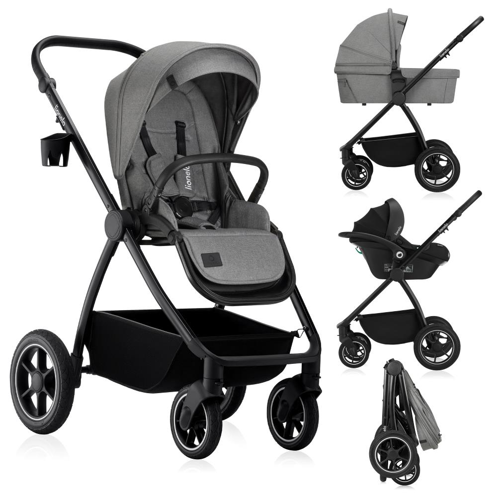 Lionelo dječja kolica Meril 3u1, Grey Stone