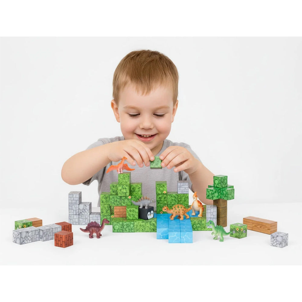Magnetni set građevinske kocke Dinosauri - 142 dijelova