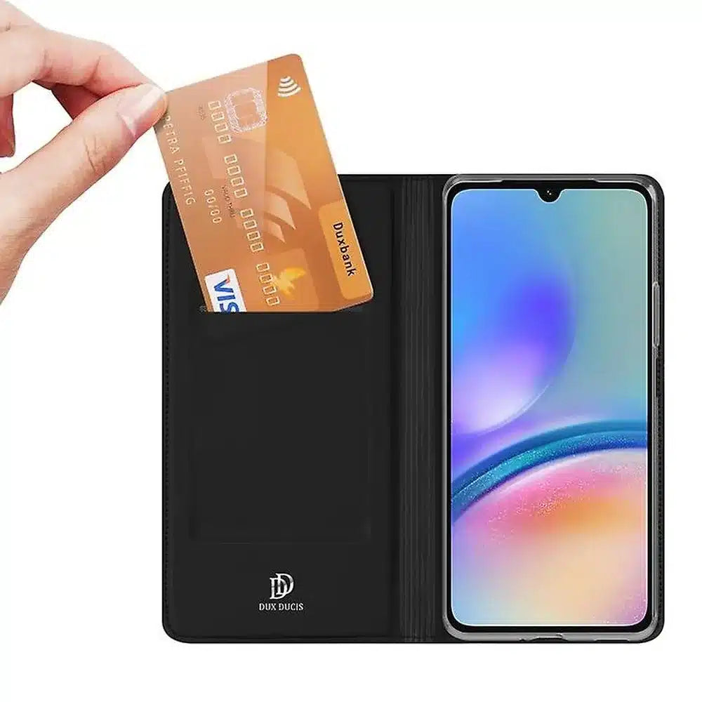 DUX DUCIS Skin Pro – gladka usnjena preklopna torbica za SAMSUNG GALAXY A05s črna