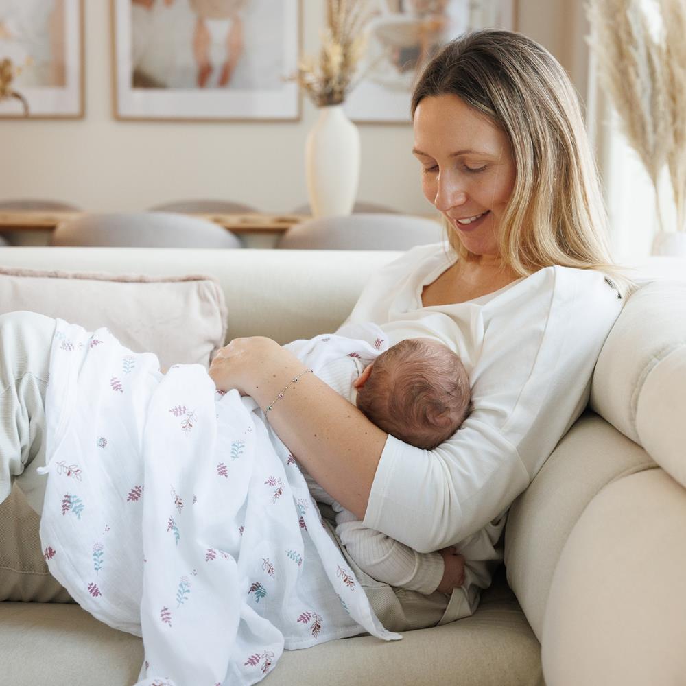 BabyOno Tetra pelene Muslin Cvijeće, roza