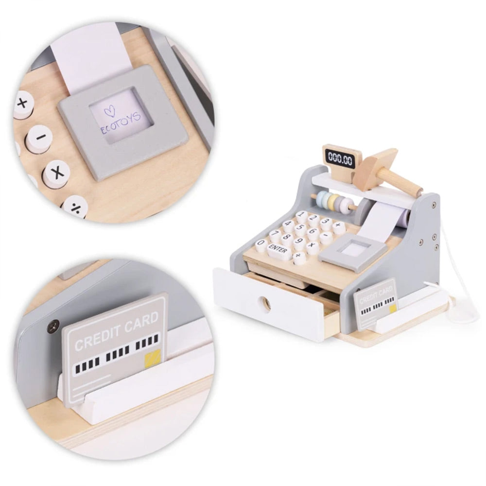 Ecotoys Drvena blagajna 3 god+, bijela
