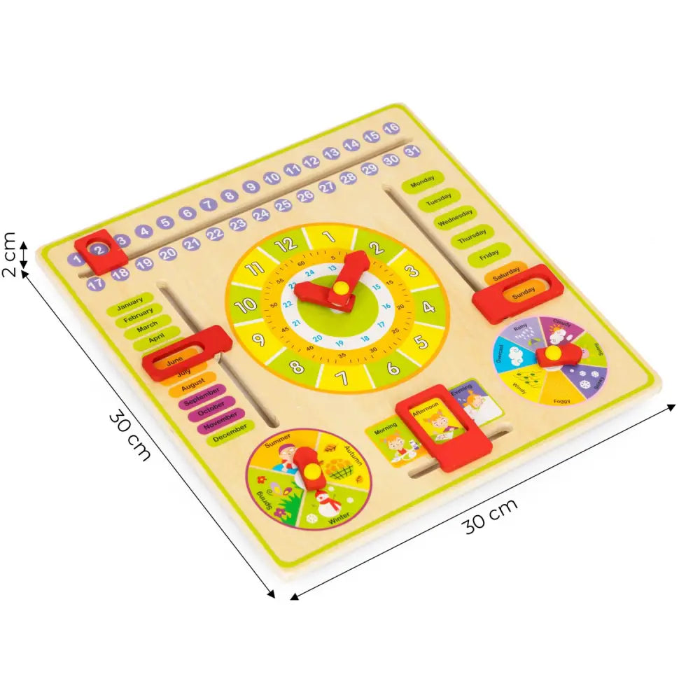 Ecotoys Drvena edukativna ploča kalendar na engleskom jeziku