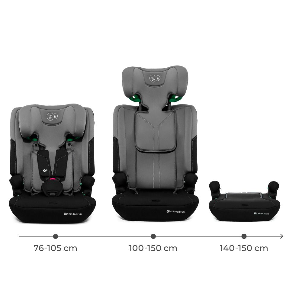 Kinderkraft autosjedalica I-COMFY i-Size 9-36 kg (76-150 cm), Grey