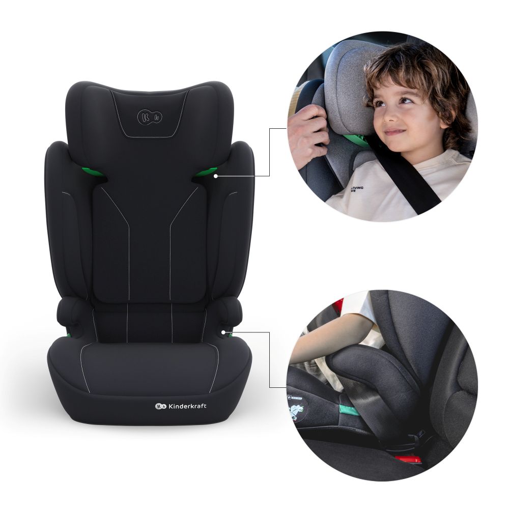 Kinderkraft autosjedalica I-Spark 2 Plus i-Size 15-36 kg (100-150 cm) bez Isofix-a, Black