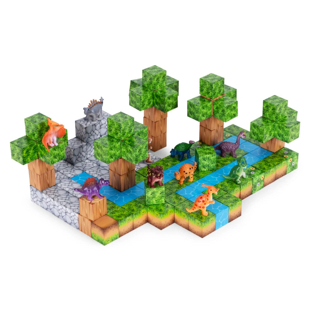 Magnetni set građevinske kocke Dinosauri - 142 dijelova