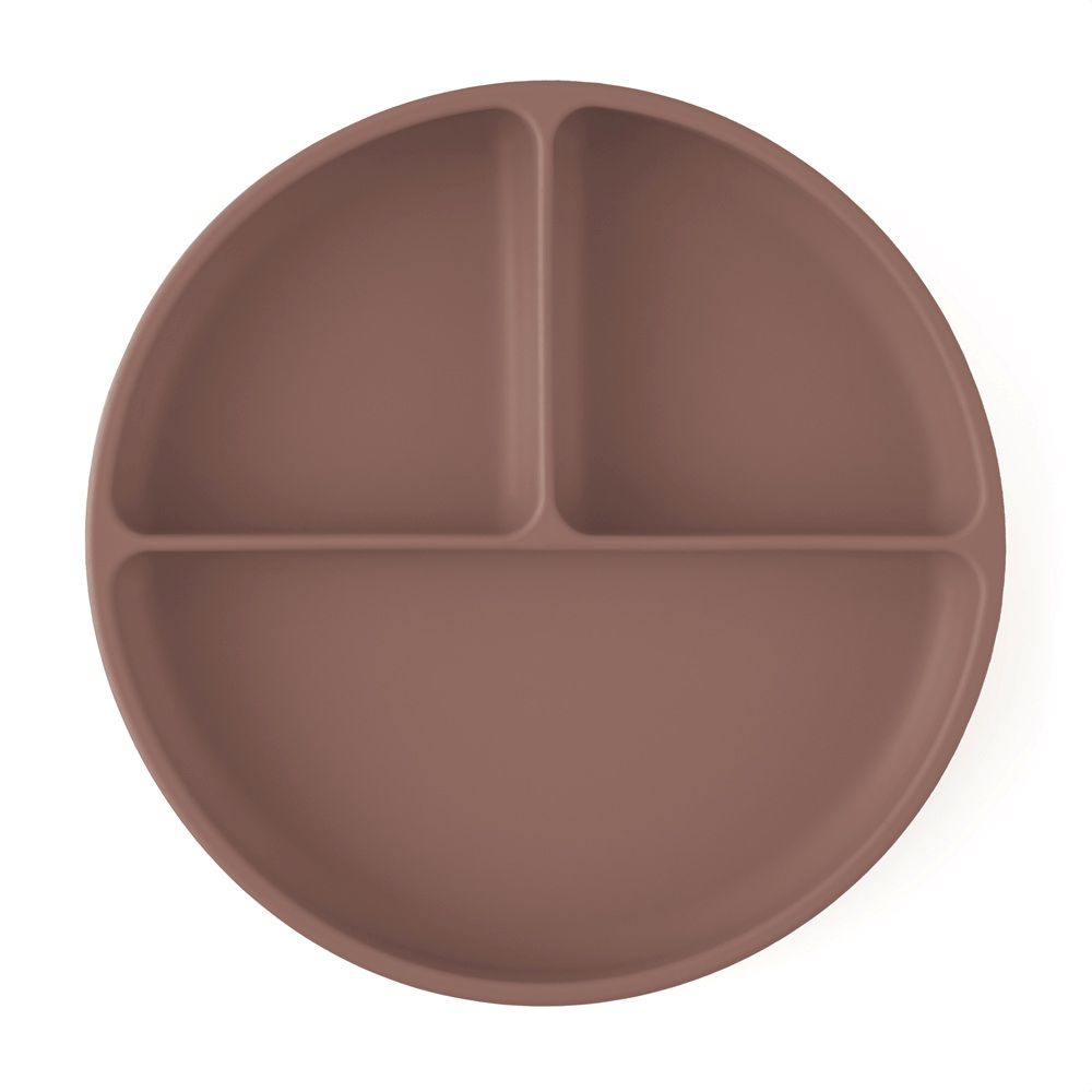 PETITE&MARS Silikonski okrugli tanjur s odjeljcima i vakuumom 6 m+ Take&Match, Velvet Latte