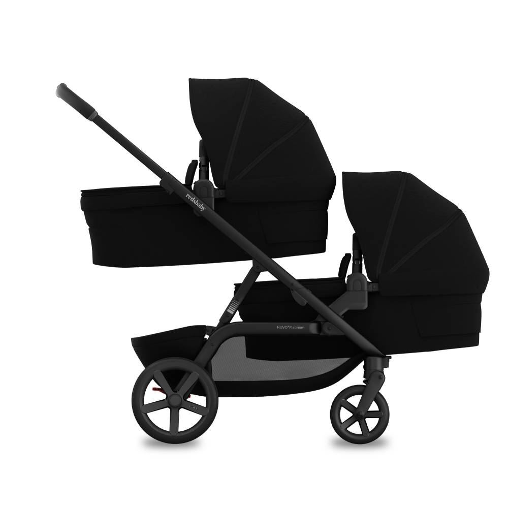 REDSBABY NUVO 2 Twin dječja kolica za blizance 2u1, Platinum Black