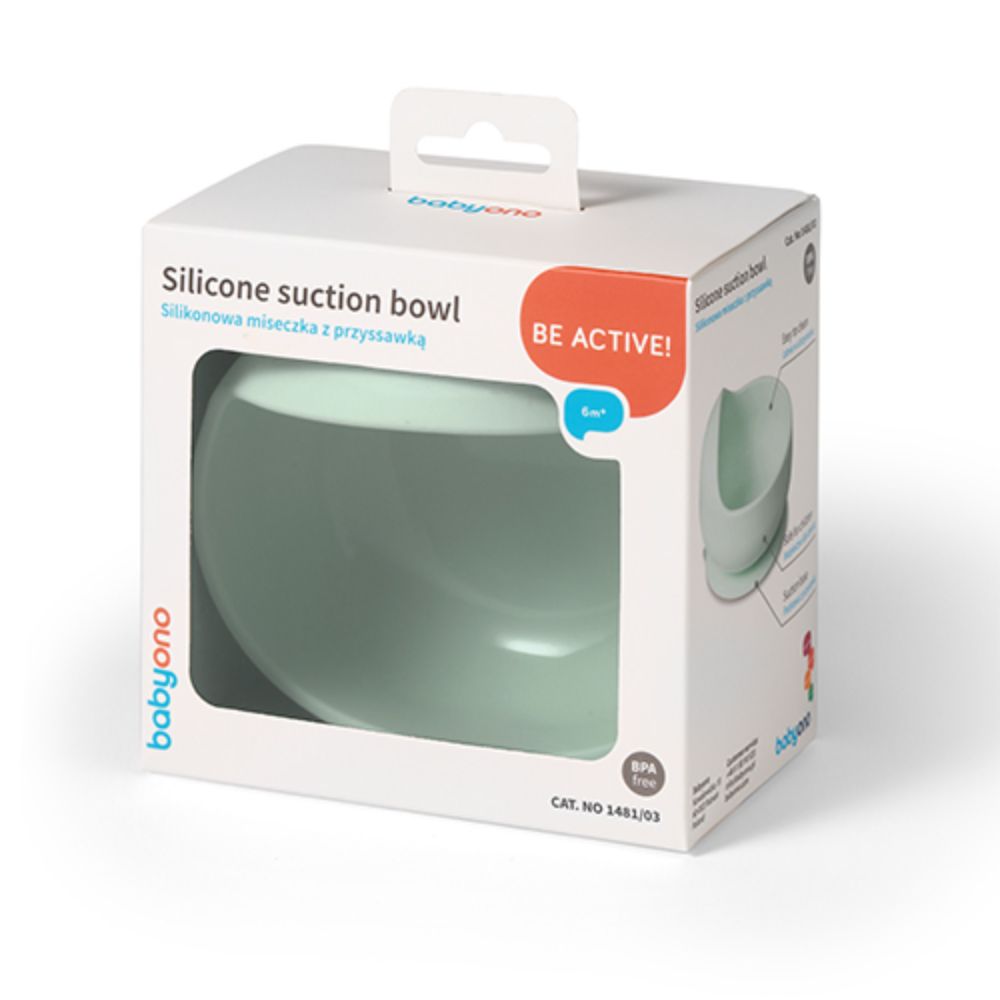 BabyOno Silikonska zdjelica s vakuumom 350 ml 6 m+, mint