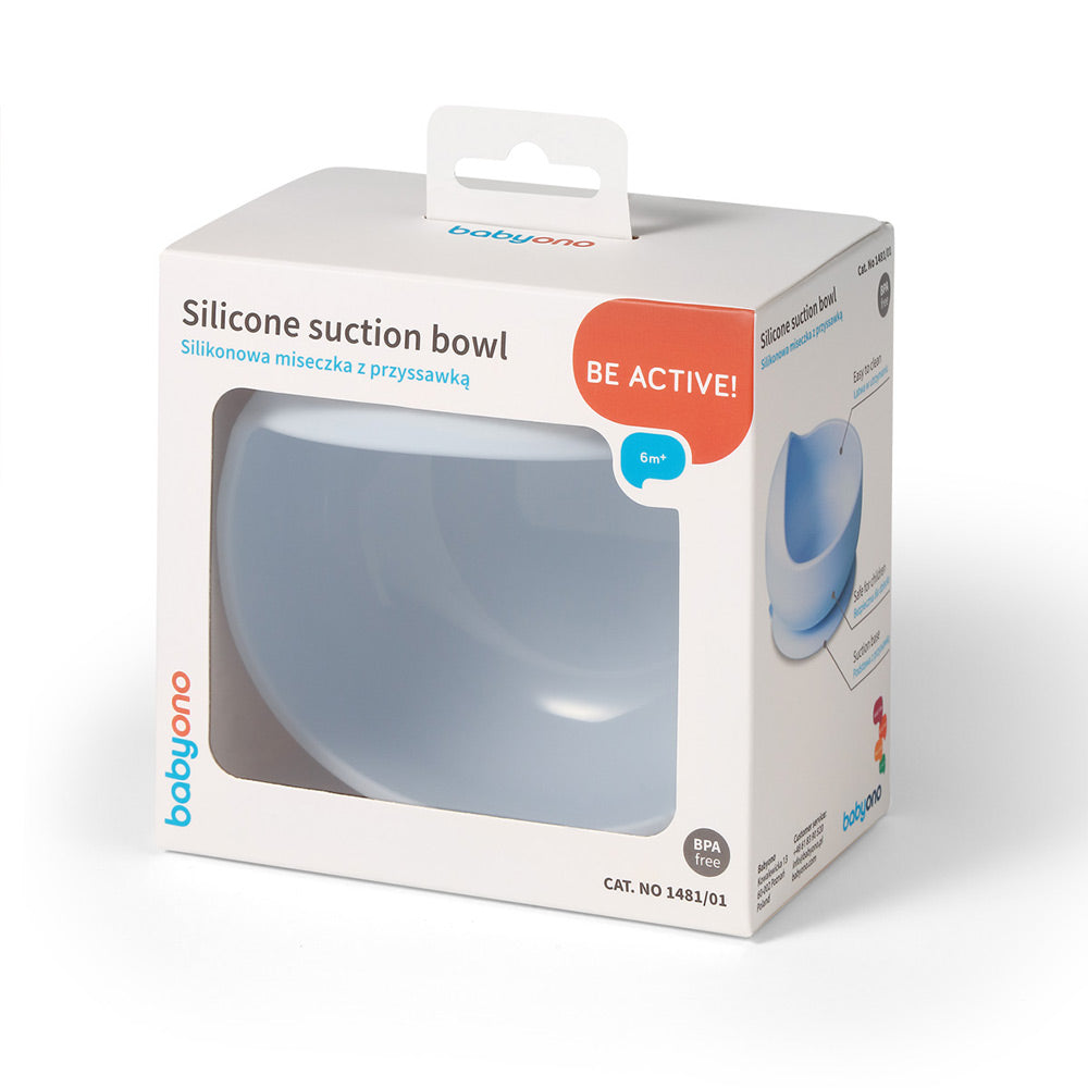 BabyOno Silikonska zdjelica s vakuumom 350 ml 6 m+, plava
