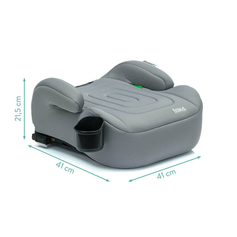 Fillikid Booster/sjedalo za auto Flip deluxe (125-150 cm) s podesivim Isofix priključkom i držačem za čašu, siva