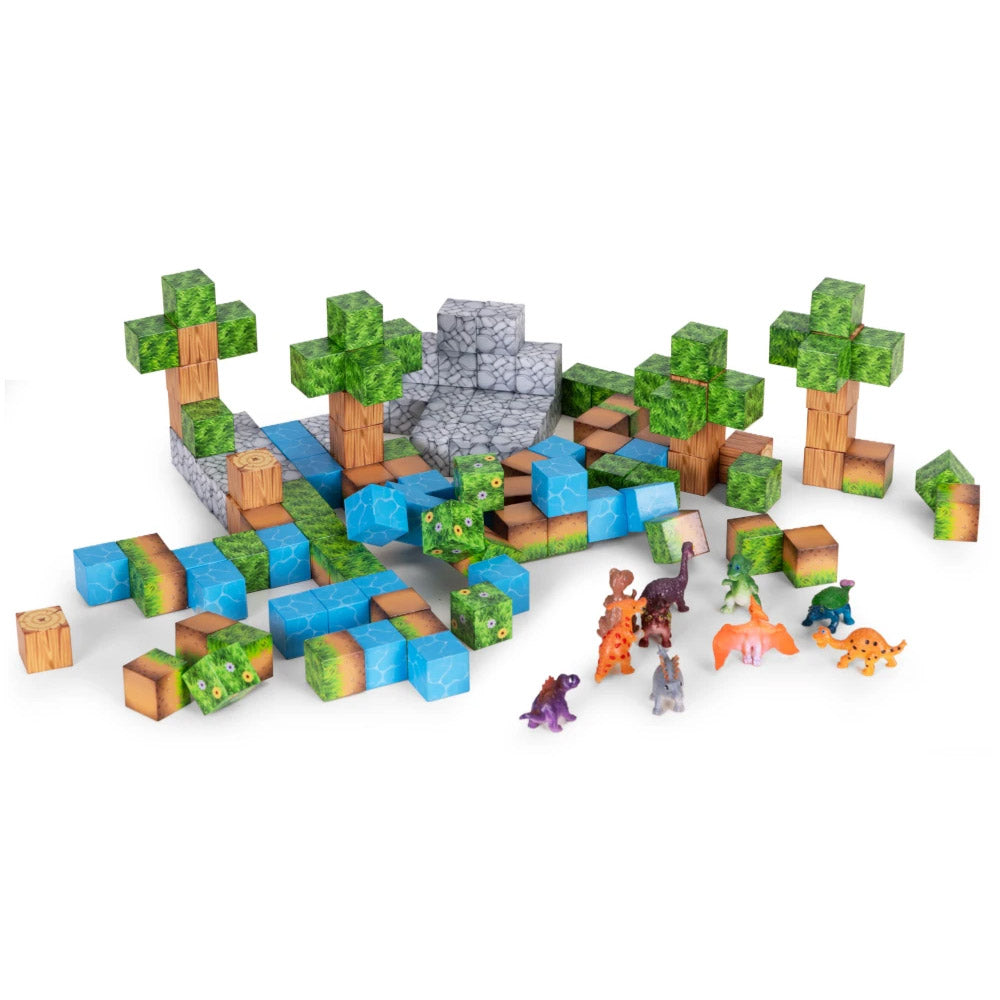Magnetni set građevinske kocke Dinosauri - 142 dijelova